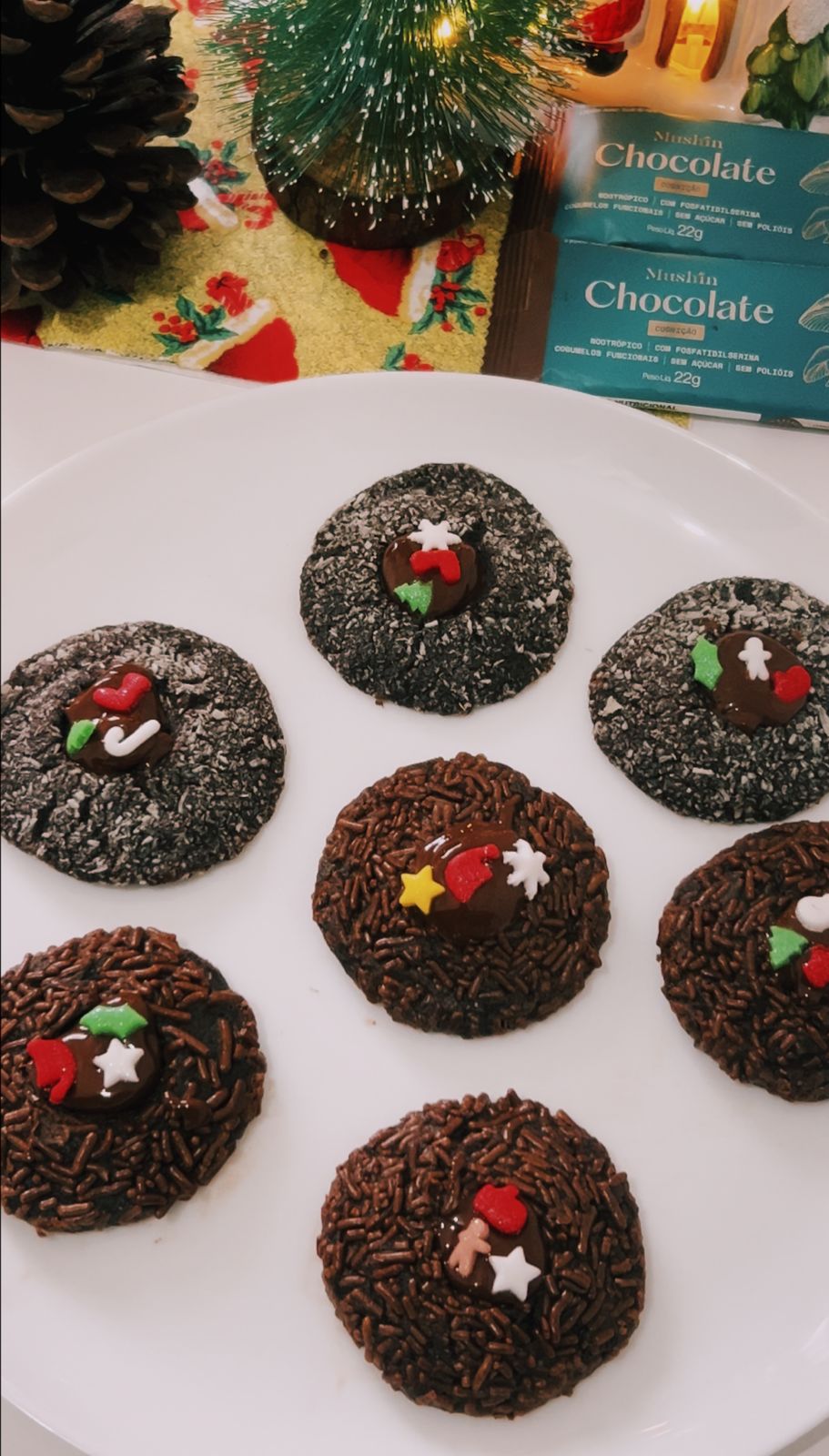 Cookies com textura de brownie e recheado com Mushin Chocolate