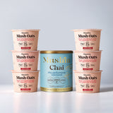 Spice Season Kit: 1 lata de Mushin Chai e 6 Mush Oats Maçã e Canela